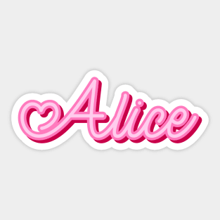 Alice name pink heart Sticker